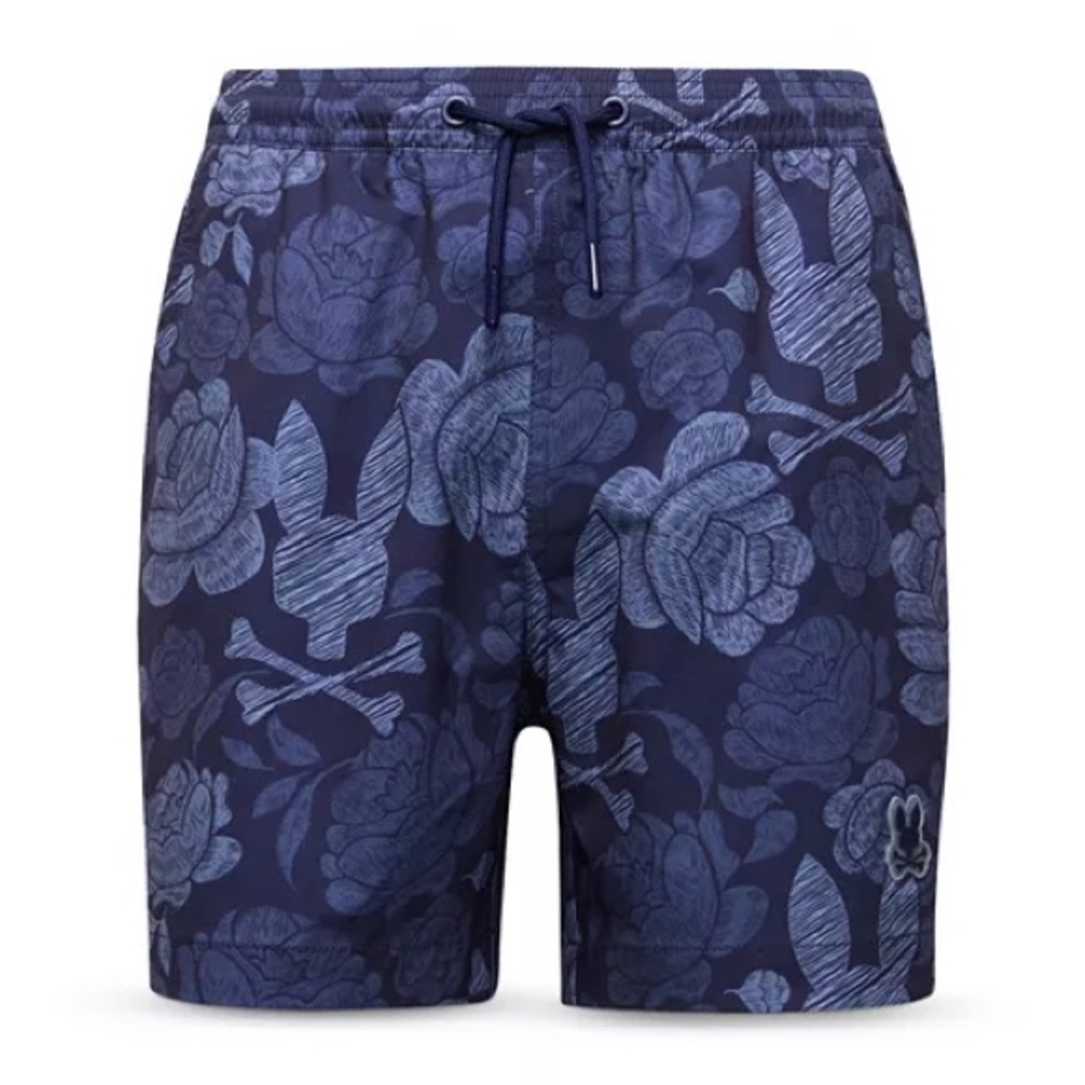 Psycho Bunny Floral Navy Swim Trunks